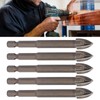 5Pcs Cross Drill Bit 1/4in Hex Shank Tile Glass Ceramic