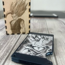 Beast Gohan Aluminum Wallet With wooden Case slim credit