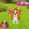 strolfay Brown King Cavalier Dog Planter Plant Pots,Cute Garden Dog