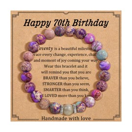 GBTBYS Happy 70th Birthday Bracelet for Women 70th Birthday Bracelets Gifts for Her Moonstone Bracelet Birthday Gifts for 70 Year Old Gift Ideas Unique Bday Gift for Mom Wife Grandma Sister Friend