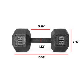 CAP Barbell Cast Iron Hex Dumbbell, Black, Single, 80 lb