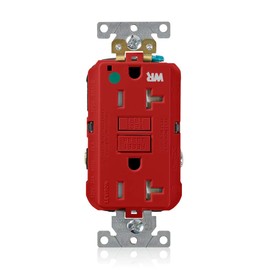 Leviton 20A-125V Extra-Heavy Duty Hospital Grade Tamper/Weather-Resistant Duplex Self-Test GFCI Receptacle, GFWT2-HGR, Red