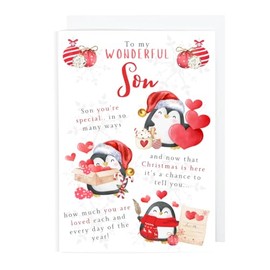 Second Ave Special Son Love Penguin Christmas Xmas Holiday Festive Greetings Card
