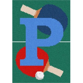 Pepita needlepoint canvas: Letter P Ping Pong Table, 7" x 10"