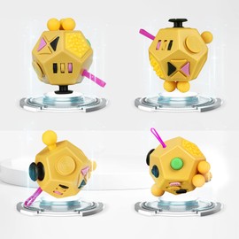 VCOSTORE 12 Sided Fidget Toys - Dodecagon Fidget Toys Relieves Stress and Anxiety Relaxing Fidget Toys Cube for Adults and Kids with ADHD,OCD,ADD (Yellow)