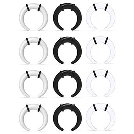 Lcolyoli 6 Pairs Acrylic C Shape Pincher Tapers Septum Buffalo Taper Expander with Black O-Rings Crescent Gauge Earring Plug for Women Men 6G
