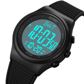 CakCity Digital Watch for Women Waterproof Stopwatch Sports Watches for Mens and Womens Unisex Outdoor Rubber Strap Multifunction Wristwatch with Luminous Display,Black/White