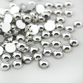 Niziky 700PCS Flat Back Pearls, 8mm Sliver Half Flatback Pearls Gems Beads for Crafts, Jewelry Making, Shoes, Cup, Nail Art Decoration