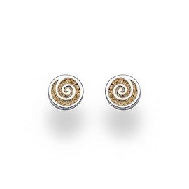 DUR Schmuck: O5214 Sand Spiral 2.0 Stud Earrings with Beach Sand, Sterling Silver