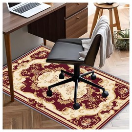 Chair mat, Office Short Pile Chair mat, Non-Slip Noise-Reducing Table and Chair Carpet, Office, Study Decorative Carpet Suitable for Wooden Floors, Laminates and Tiles (Red, 35x47in)