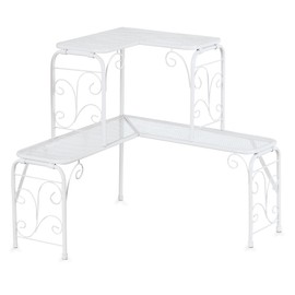 Collections Etc 2-Tier Corner Countertop Scrolling Metal Shelf