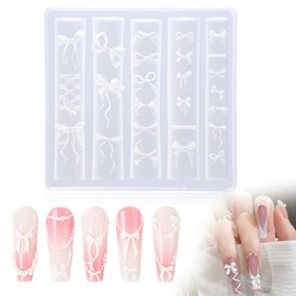 Bowknot Silicone Nail Molds for Nail Art, 3D Gel Nails Charm Molds Cute Bow Mold Resin Carving Mix Bows Nails Tools DIY Bow Charms Template Bowknot Manicure Resin Mold for Women Decor Decorations