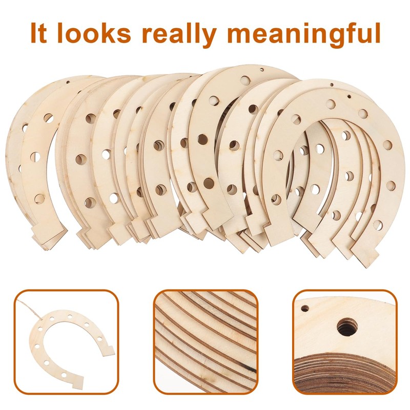 24pcs Unfinished Wooden Horseshoe for Crafts: 6X7 Inch Blank Graffiti