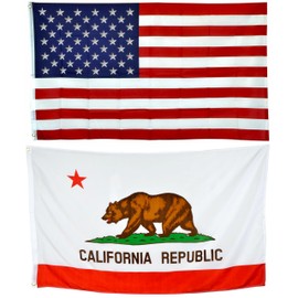Shop72 Set of American Flag with California Flag, Allegiance to USA, Bandera De Estados Unidos, California State Emblem, For Outdoor and Indoor