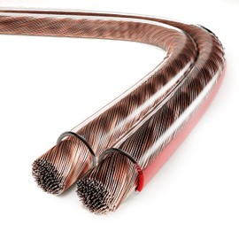 conecto Speaker Cable CCA 2 x 0.75 mm², 25.0 m, Audio Cable with Polarity Marking for HiFi Speakers Boxes Subwoofer, Transparent