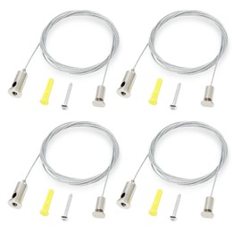 Pilikoll Set of 4 Rope Suspension Installation Set 2 m x 1.5 mm Adjustable Rope Suspension Adjustable Steel Cable with Lock Steel Cable Hanging Wire Rope Suspension for LED Panel, Ceiling, Lamps