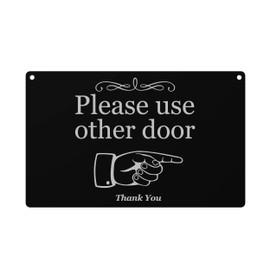 Reversible | Double Sided | Black and White 'Please use Other Door' Sign - Waterproof, UV Resistant, and Suitable for Long Term Outdoor Use | High Contrast and Easy to See