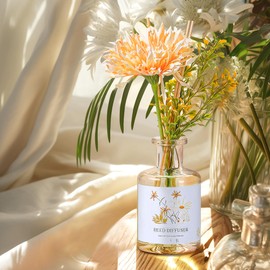 XEPTLE Room Freshener Natural Fake Flower Reed Diffuser with Sticks Long Lasting Home Scented Fragrance Suitable for Hotel Collection Bathroom Bedroom Home Office Yoga, 5.28 fl oz, Summer Blossom