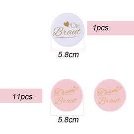 MEJOSER Set of 12 Hen Party Button 58 mm Bridal Team Bride Buttons JGA Badge Rose Gold Hen Night Accessories and Wedding Party Bridal Evening (Bridal Buttons)