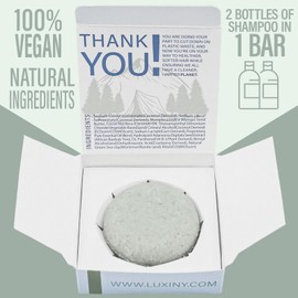 Luxiny Natural Shampoo Bars for Hair, Made in USA, Up to 60 Washes of Vegan, Sulfate Free Shampoo, Use at Home & a Travel Shampoo, All Hair Types, 60g (Tea Tree Mint)