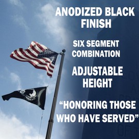 KBLOONG 13 Gauge Heavy Duty Flag Pole with Thickened Aluminum Ball - 16 FT Black Extra Thick Aluminum Flagpole Kit with 3x5 Nylon Embroidered Flag for Outside House In Ground