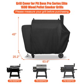 QuliMetal Grill Cover for Pit Boss Competition Series 1600, Pro Series 1600 Elite Wood Pellet Grill, PB1600CS, PB1600PS2, PB1600PSE, 600D Heavy Duty Waterproof Fade Resistant Pit Boss 1600 Grill Cover