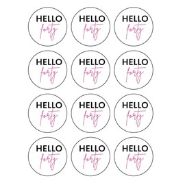 12 x 6cm Birthday edible cocktail drink toppers uncut Hello 18, 30, 40, 50, 60, 70, 80 (Hello 40)