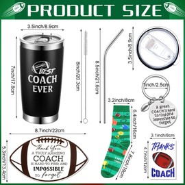 Nitial 6 Pcs Football Coach Gifts Set for Men Appreciation Gifts Include Football Tumbler Football Socks Keychain Whistle Acrylic Sign Thank You Card Ideal Sport Coaching Accessories