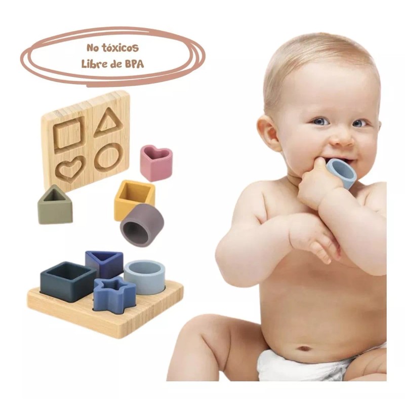 Papu Baby Bloques De Figuras Geométricas De Silicón P Bebé