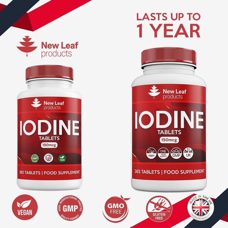 Iodine Tablets 150mcg 365 (1 Year Supply) Vegan High Strength