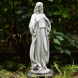 BC Catholic Sacred Heart of Jesus Statue, 24.5" H Jesus Christ Statue for Garden, Catholic Statue for Outdoor Yard Patio Lawn Hallway, Religious Gift, Handpainted by Buildclassic