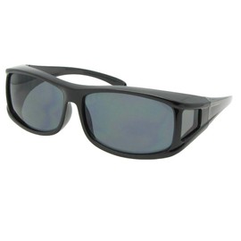Medium Non Polarized Wrap Around Fit Over Sunglasses Style F11 (Black Frame-Non Polarized Gray Lens)