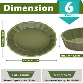 Koluti 4oz Oval Silicone Ramekins set of 6, Oven Safe Creme Brulee Dishes, Mini Souffle Pudding Quiche Baking Pan, Dessert Dipping Sauce Bowls, BPA Free, Microwave & Freezer & Dishwasher Safe