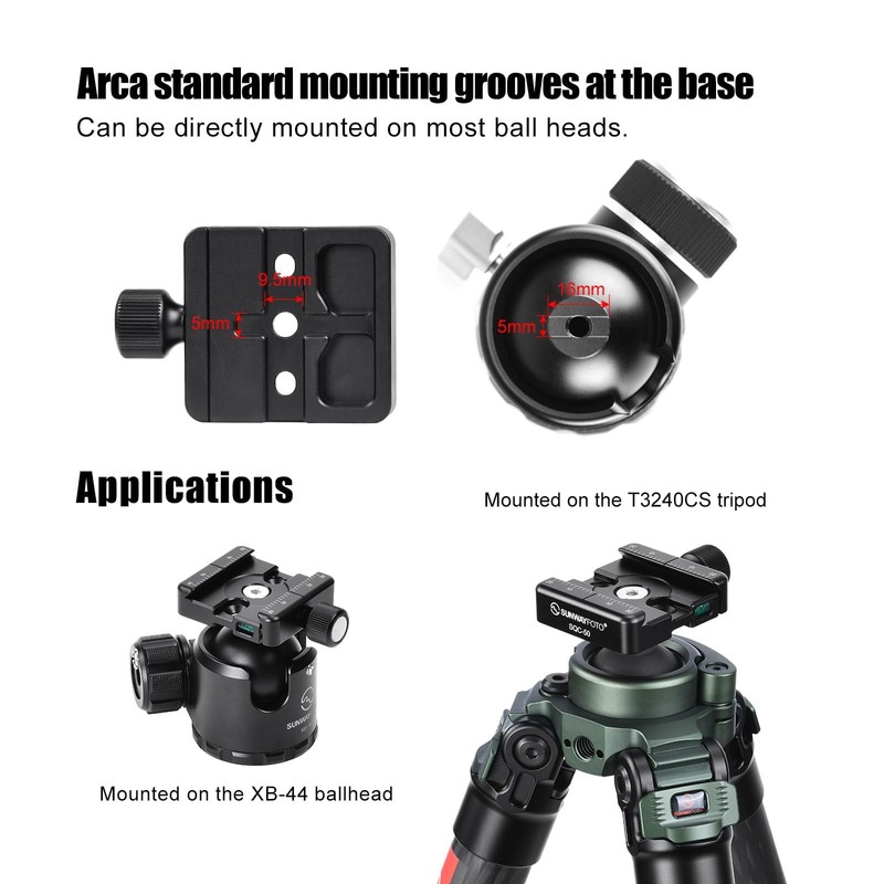SUNWAYFOTO SQC-50 Universal Arca Swiss Clamp, 50 mm Quick Release