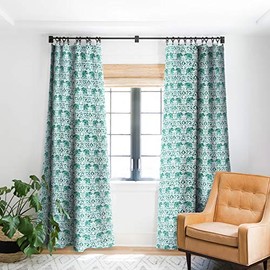 Deny Designs Jacqueline Maldonado Elephant Damask Watercolor Green Blackout Window Curtain, 50" x 84"