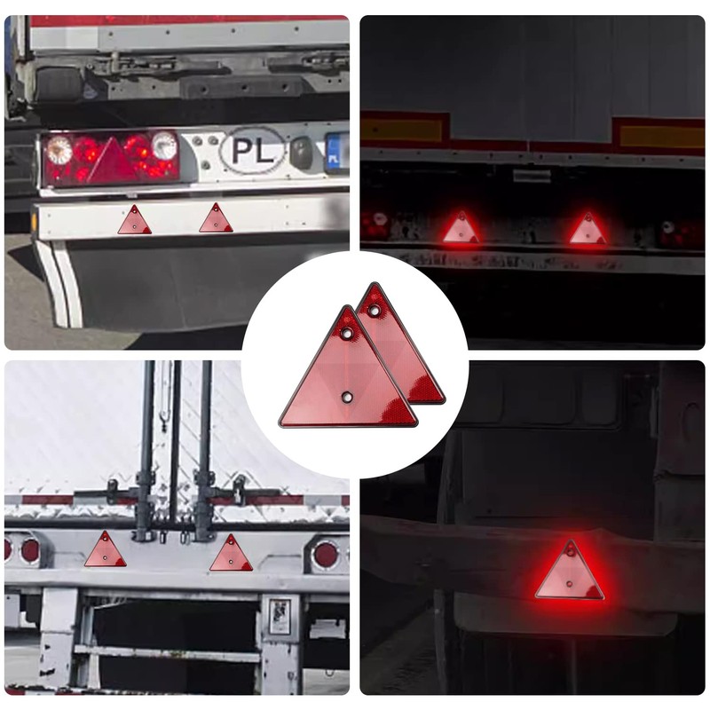 Reflector (2 Reflective Triangular Plates, Red) Triangle Reflector, Car Reflector,