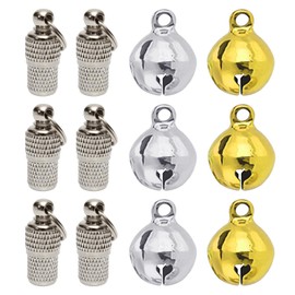 6 Pieces of Pet Tag Pendants, 6 Pieces of Bells with Silver Rings, Pet Barrels, Pet Anti-Lost Identification Tags, Pet Collar Pendants