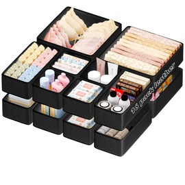 Leatherspaces Functional Drawer Organizer clothes， Faux Leather Dresser Organizer for Baby Clothes, Underwear, Socks,foldable Vanity Drawer Organizer,Storage boxes for Makeup, Bedroom and Office