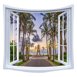 XIUYINHS - Tapiz de bosque natural, tapiz de pared de paisaje, tapiz de árbol de montaña, para hogar, oficina, recámara, decoración de interiores y exteriores, tamaño grande, 59 pulgadas de ancho x 59