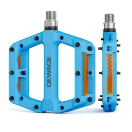 GEWAGE Bicycle Pedals, Nylon Fibre MTB Pedals with Reflectors, 9/16 Inch Non-Slip, Lightweight Bicycle Platform Pedals with 3 Bearings for Road Bike, MTB, E-Bike