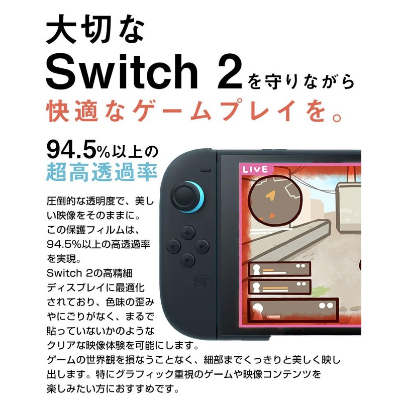 Switch 2 LCD Protective Film, High Transparency, Low Reflection, Anti-Fingerprint,