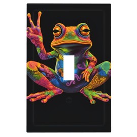 Buyidec Peace Frog 1 Gang Single Toggle Outlet Light Switch Wall Plate Cover Decorative Electrical Face Receptacle Cover Plate with Screws