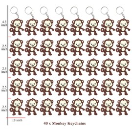 Elecrainbow 40 Pack Monkey Keyring Pack Party Favor for Monkey Lover, Guest Return Gift, Wild Animal Themed Party, Baby Shower, Birthday