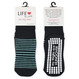 Life By Lexie My Thighs Are Hungover Crew Sticky Grip Socks for Barre, Pilates, Lagree, Yoga, Dance Non Slip Women's Socks, 1 Pair, One Size Fits Most Women