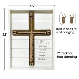 siyoriot Wall Cross, Wedding Ceremony Sign Cord of Three Strands, Christian Marriage Gift, Christian Gift Rustic Home Decor