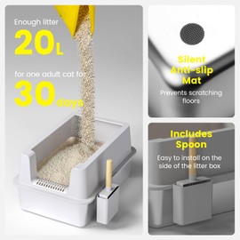 2 Pack Stainless Steel Cat Litter Box - Enclosed XL Metal Kitty Litter Box with Lid for Big Cats, High Sided, Anti-Leakage, Easy Cleaning, Non-Sticky, Included Cat Litter Spoon