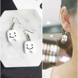 Cute Little Tooth Earrings Dangle Earrings for Hygienist Gift Funny Teeth Charm 3D Teeth Earrings Dental Assistant Gift