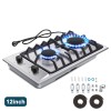 12 Inch Built-In Stainless Steel/Tempered Glass Gas Cooktop 2-Burner Propane