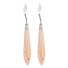 HARFINGTON 2pcs No.1 Painting Palette Knives Stainless Steel Pointy Spatula Pallet Knife with Beech Wood Handle for Oil Acrylic Paint Canvas Mixing Spreading