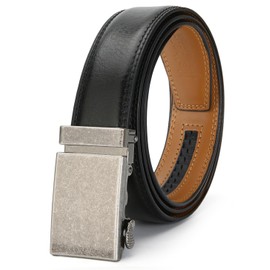 Nelbons Men's Belt Ratchet Automatic Belt for Men 35 mm 1 3/8 Inch Wide Leather Belt, A-black 04